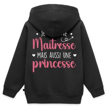 Herrin und Prinzessin - Beeindruckende Herrin - Kinder Premium Organic Zip Hoodie - Schwarz - Hinten - AI Model Kid Male (0cm)