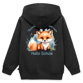 Little Fox | Goodbye Kindergarten Hello School - Kids Premium Organic Zip-up Hoodie - black - Back - AI Model Kid Male (0cm)