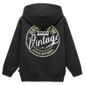 Vintage 2009 Cadeau Anniversaire 2009 Rétro 2009 - Sweat Premium à capuche zippé enfant bio - noir - Dos - AI Model Kid Male (0cm)