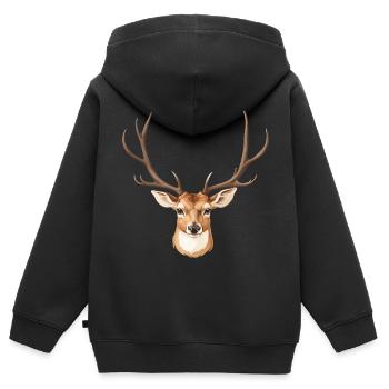 Süßer Hirschkopf - Kinder Premium Organic Zip Hoodie - Schwarz - Hinten - AI Model Kid Male (0cm)