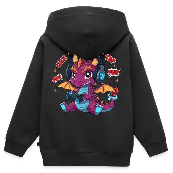 Gamer Gaming Dragon Kids - Kids Premium Organic Zip-up Hoodie - black - Back - AI Model Kid Male (0cm)