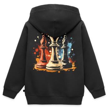 Graffiti de l’évêque et du roi des échecs - Sweat Premium à capuche zippé enfant bio - noir - Dos - AI Model Kid Male (0cm)