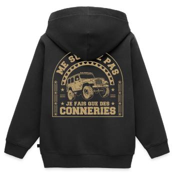 me suivez pas je fais que des conneries - Sweat Premium à capuche zippé enfant bio - noir - Dos - AI Model Kid Male (0cm)