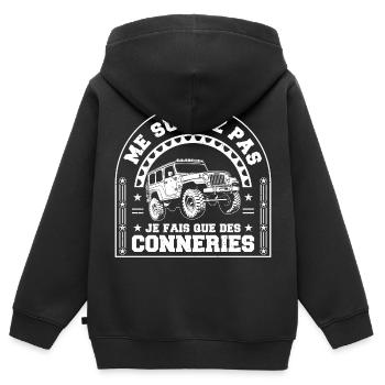 me suivez pas je fais que des conneries - Sweat Premium à capuche zippé enfant bio - noir - Dos - AI Model Kid Male (0cm)