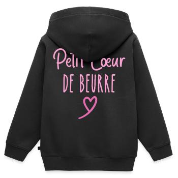 Petit cœur de beurre - Sweat Premium à capuche zippé enfant bio - noir - Dos - AI Model Kid Male (0cm)