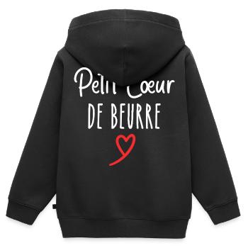 petit cœur de beurre - Sweat Premium à capuche zippé enfant bio - noir - Dos - AI Model Kid Male (0cm)