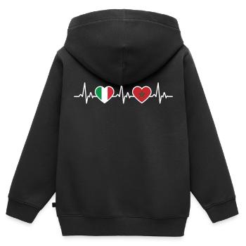 Marokko Italien Vintage Heartbeat Flagge - Kinder Premium Organic Zip Hoodie - Schwarz - Hinten - AI Model Kid Male (0cm)