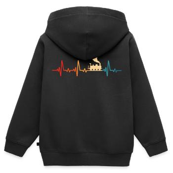 Model Railway Retro Railway Locomotive - Kids Premium Organic Zip-up Hoodie - black - Back - AI Model Kid Male (0cm)