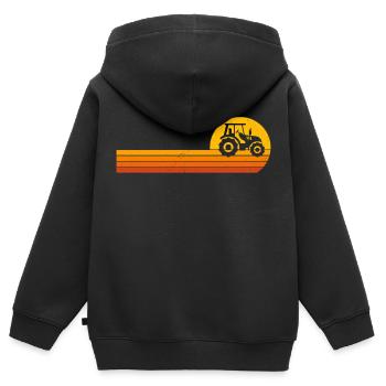 landwirt traktor sunrise bauer trecker - Kinder Premium Organic Zip Hoodie - Schwarz - Hinten - AI Model Kid Male (0cm)