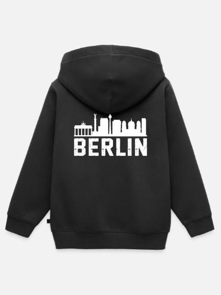 Berlin Skyline - Kinder Premium Organic Zip Hoodie - Schwarz