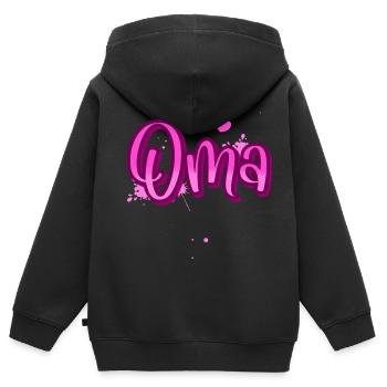 Oma - Kinder Premium Organic Zip Hoodie - Schwarz - Hinten - AI Model Kid Male (0cm)