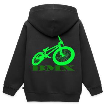 BMX Rad - Kinder Premium Organic Zip Hoodie - Schwarz - Hinten - AI Model Kid Male (0cm)