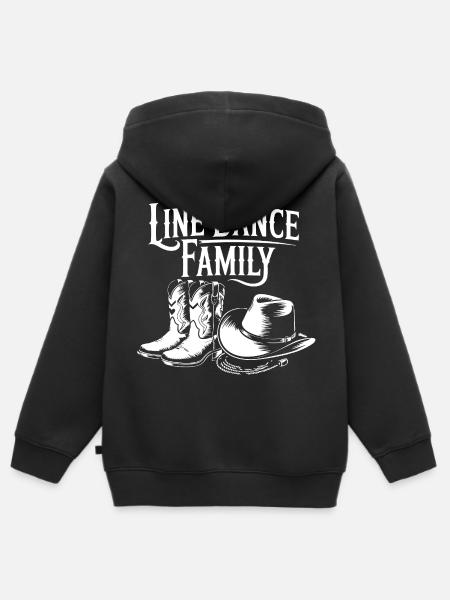 Line Dance Family Western Boots - Kinder Premium Organic Zip Hoodie - Schwarz