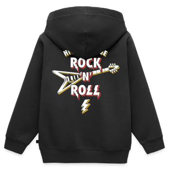 Hochspannungs-Rock'n'Roll-Gitarre - Kinder Premium Organic Zip Hoodie - Schwarz - Hinten - AI Model Kid Male (0cm)
