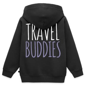 Compagnon de voyage - Sweat Premium à capuche zippé enfant bio - noir - Dos - AI Model Kid Male (0cm)