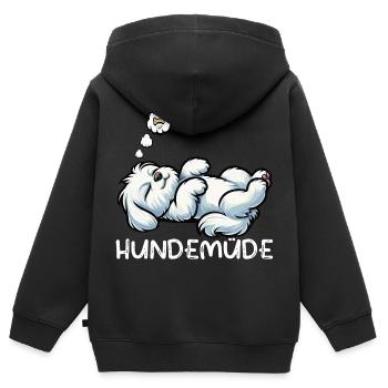 Dog-tired Maltese Maltese owner Maltese Keeper - Kids Premium Organic Zip-up Hoodie - black - Back - AI Model Kid Male (0cm)