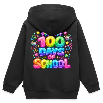 100 Jours d'École Arc-en-Ciel Magique - Sweat Premium à capuche zippé enfant bio - noir - Dos - AI Model Kid Male (0cm)