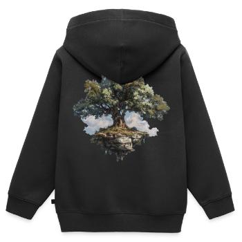 Arbre - Sweat Premium à capuche zippé enfant bio - noir - Dos - AI Model Kid Male (0cm)