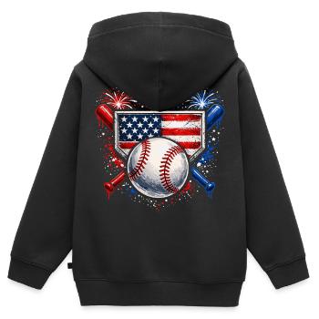 American Baseball USA Vintage Flag - Kids Premium Organic Zip-up Hoodie - black - Back - AI Model Kid Male (0cm)