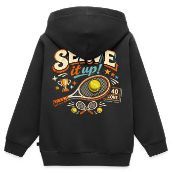 Motif rétro du tennis - Sweat Premium à capuche zippé enfant bio - noir - Dos - AI Model Kid Male (0cm)