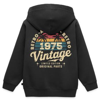 Vintage August 1975 Geburtstag August 1975 Berg - Kinder Premium Organic Zip Hoodie - Schwarz - Hinten - AI Model Kid Male (0cm)