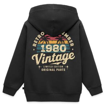 Vintage September 1980 Limited Edition September - Kinder Premium Organic Zip Hoodie - Schwarz - Hinten - AI Model Kid Male (0cm)