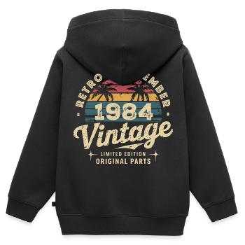 Vintage Septembre 1984 Édition Limitée Septembre - Sweat Premium à capuche zippé enfant bio - noir - Dos - AI Model Kid Male (0cm)
