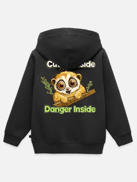 Cute Outside Danger Inside - Kinder Premium Organic Zip Hoodie - Schwarz