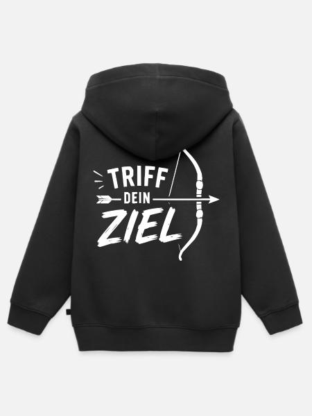 Triff Dein Ziel Bogenmotiv - Kinder Premium Organic Zip Hoodie - Schwarz