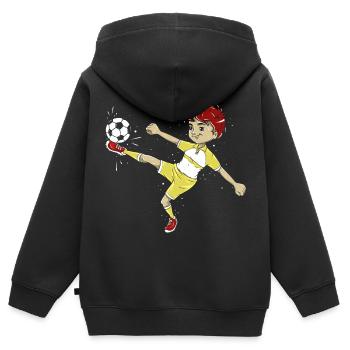 Fußball Fussball - Kinder Premium Organic Zip Hoodie - Schwarz - Hinten - AI Model Kid Male (0cm)