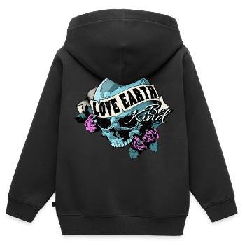 Mutter Erde - Kinder Premium Organic Zip Hoodie - Schwarz - Hinten - AI Model Kid Male (0cm)