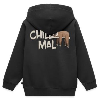 Chill mal Faultier chillen relaxen abhängen - Kinder Premium Organic Zip Hoodie - Schwarz - Hinten - AI Model Kid Male (0cm)