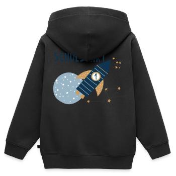 Schulstart Rakete 1 - Kinder Premium Organic Zip Hoodie - Schwarz - Hinten - AI Model Kid Male (0cm)