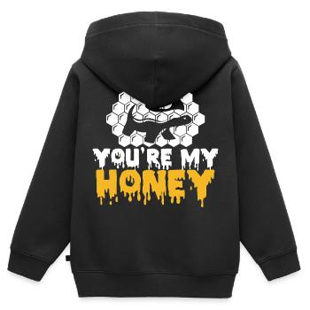 Honigdachs - Kinder Premium Organic Zip Hoodie - Schwarz - Hinten - AI Model Kid Male (0cm)