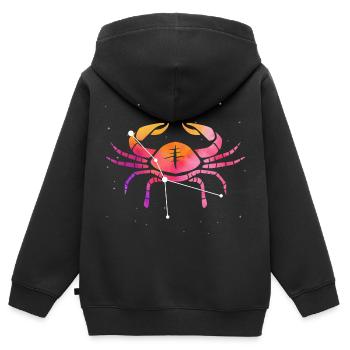 Cancer Signe astrologique Horoscope Astrologie - Sweat Premium à capuche zippé enfant bio - noir - Dos - AI Model Kid Male (0cm)