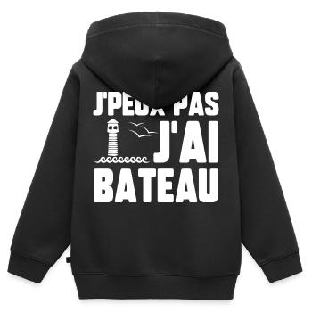 J’peux pas j’ai bateau - Sweat Premium à capuche zippé enfant bio - noir - Dos - AI Model Kid Male (0cm)