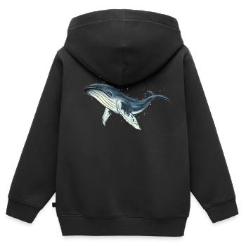 Buckelwal Aquarell Wal Tiefsee Ozeanriese - Kinder Premium Organic Zip Hoodie - Schwarz - Hinten - AI Model Kid Male (0cm)