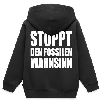 Stoppt den fossilen wahnsinn - Kinder Premium Organic Zip Hoodie - Schwarz - Hinten - AI Model Kid Male (0cm)