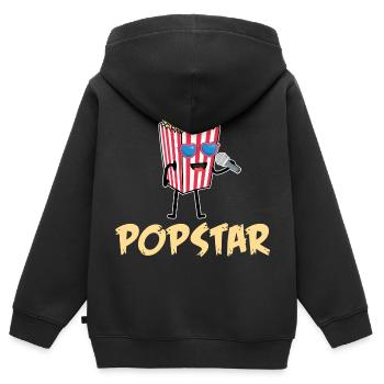 Pop corn - Sweat Premium à capuche zippé enfant bio - noir - Dos - AI Model Kid Male (0cm)