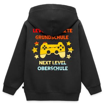 next Level Oberschule - Kinder Premium Organic Zip Hoodie - Schwarz - Hinten - AI Model Kid Male (0cm)