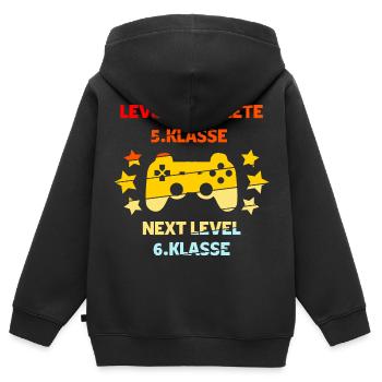 Level 6. Klasse freigeschaltet - Kinder Premium Organic Zip Hoodie - Schwarz - Hinten - AI Model Kid Male (0cm)