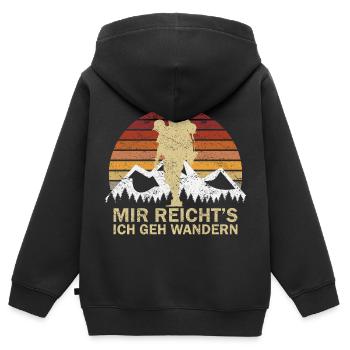 Wandern Trekking Wanderer - Kinder Premium Organic Zip Hoodie - Schwarz - Hinten - AI Model Kid Male (0cm)