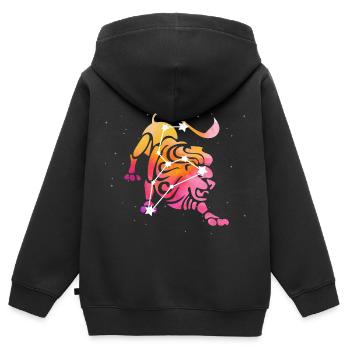 Lion Signe astrologique Horoscope Astrologie - Sweat Premium à capuche zippé enfant bio - noir - Dos - AI Model Kid Male (0cm)