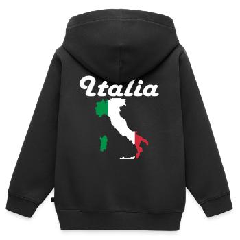 Italie Fans - Sweat Premium à capuche zippé enfant bio - noir - Dos - AI Model Kid Male (0cm)