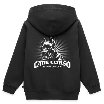 Cane Corso - Sweat Premium à capuche zippé enfant bio - noir - Dos - AI Model Kid Male (0cm)