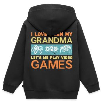 Gamer Gaming Jeux vidéo Jeux vidéo - Sweat Premium à capuche zippé enfant bio - noir - Dos - AI Model Kid Male (0cm)