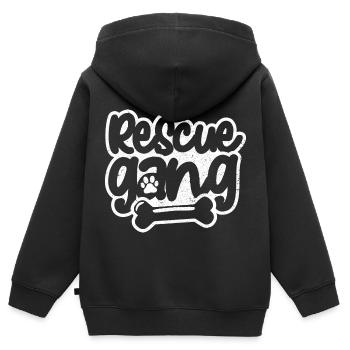 Refuge chien Sauvetage animaux Refuge pour chiens - Sweat Premium à capuche zippé enfant bio - noir - Dos - AI Model Kid Male (0cm)