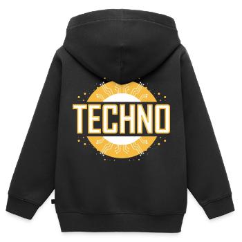 Techno - Kinder Premium Organic Zip Hoodie - Schwarz - Hinten - AI Model Kid Male (0cm)