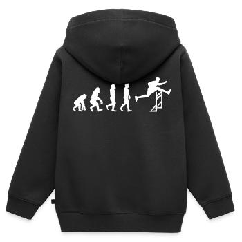Hürden Hürdenlauf Hürdenläufer Evolution - Kinder Premium Organic Zip Hoodie - Schwarz - Hinten - AI Model Kid Male (0cm)