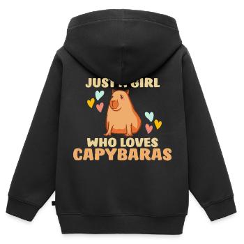 Capybara Wasserschwein Nagetier - Kinder Premium Organic Zip Hoodie - Schwarz - Hinten - AI Model Kid Male (0cm)